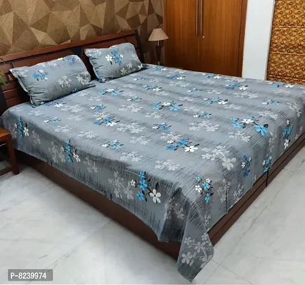 zebaya Home Pure Cotton 200TC Printed Bedsheet for Double Bed. (Size 90X100 Inch) with 2 Pillow Cover (Multicolor B)-thumb0