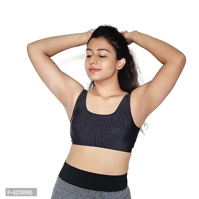 Women's Nylon & Cotton Lightly Padded, With Removable Pads Non-Wired Sports  Bra (Free Size, Fits Best- 30 to 34B)
