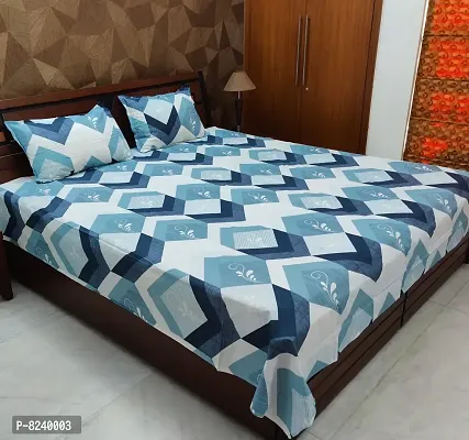 zebaya Home Pure Cotton 200TC Printed Bedsheet for Double Bed. (Size 90X100 Inch) with 2 Pillow Cover (Multicolor A)