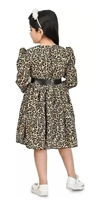 Tiger Print Knee Length Dress For Girls-thumb1