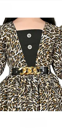 Tiger Print Knee Length Dress For Girls-thumb2