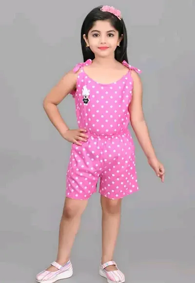 Girls Fancy Noodle Strap Above Knee Jumpsuit For Party, Festive Ethnic Wear.