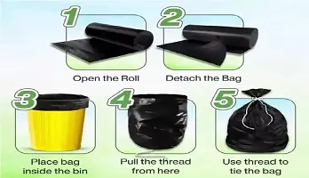 BLACK BIODEGREDABLE DISPOSABLE PREMIUM QUALITY BAG /VIRGIN ECO FRIENDLY TRASH BAG/LEAK PROOF(DRYWET WASTE)/MEDIUM SIZE / ROLL SIZE -17*19[30 BAGS]-Pack of 2-thumb2