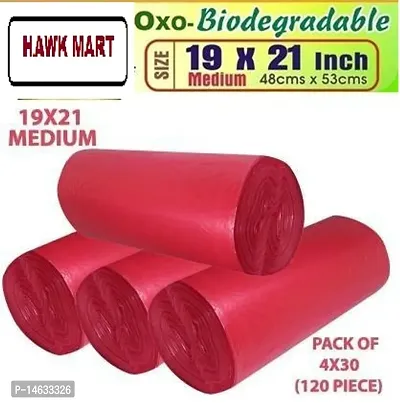 RED Garbage Bags OXO Biodegradable  100% Recyclable19 * 21 Inch | 120 Bags / 4 Packet | Disposable Dustbin Bags Medium Size For Home Kitchen | Pantry Dustbin Covers ISO Certified (9001:2015)-thumb0