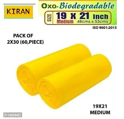 OXO Biodegradable  Recyclable yellownbsp;Garbage BagsISO Certified (9001:2015) 19 * 21 Inch |60Bags / 2 Packet | Disposable Dustbin Bags Medium Size For Home Kitchen | Pantry Dustbin Covers-thumb0