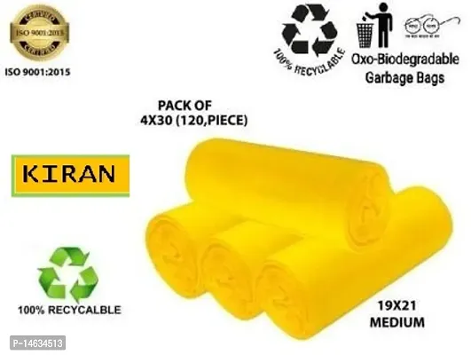 OXO Biodegradable  Recyclable yellownbsp;Garbage BagsISO Certified (9001:2015) 19 * 21 Inch |120Bags / 4nbsp;Packet | Disposable Dustbin Bags Medium Size For Home Kitchen | Pantry Dustbin Covers-thumb0