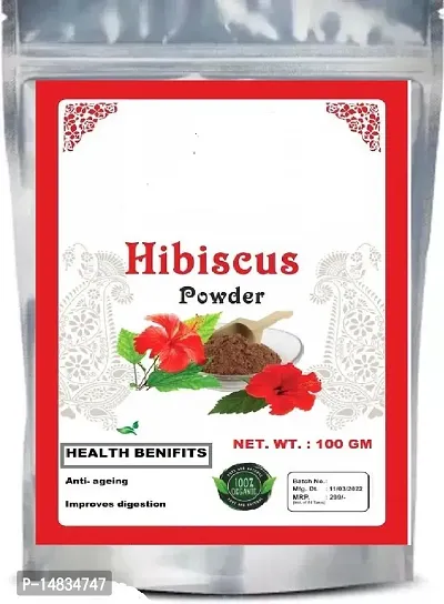 Organic Herbal 100% NATURAL Hibiscus Flower (Rosa Sinensis) Gudhal Powder | For Hair  Face Pack/ Pack of 1 -  (100 g)
