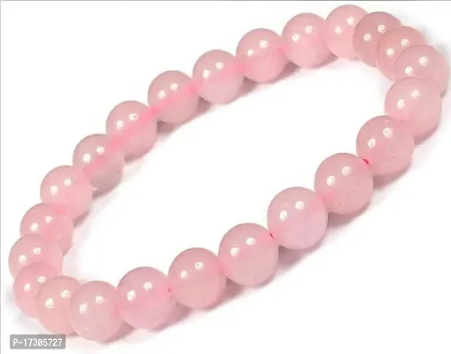PINK Rose Quartz Bracelet Crystal Bracelet Round Beads (8 mm) Stone Bracelet-thumb0