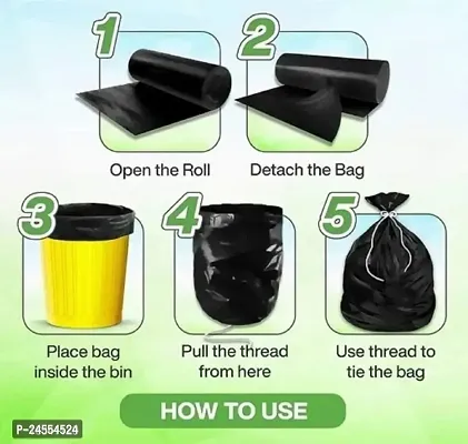 Premium Oxo - Biodegradable Garbage Bags 19 X 21 Inches (Medium) 90 Bags (3 Rolls) Dustbin Bag/Trash Bag - Black Color-thumb3