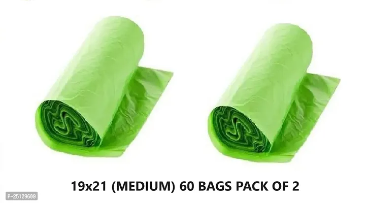 Oxo Biodegradable Garbage Bags 19 X 21 Inches (Medium Size) 60 Bags (2 Rolls) Dustbin Bag/Trash Bag - Green Color