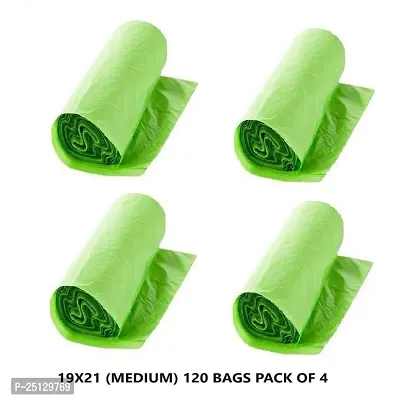 Oxo Biodegradable Garbage Bags 19 X 21 Inches (Medium Size) 120 Bags (4 Rolls) Dustbin Bag/Trash Bag - Green Color