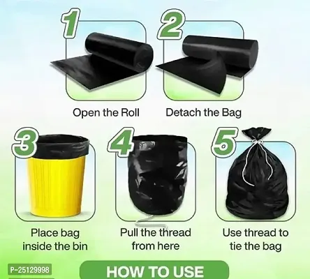 Oxo Biodegradable Garbage Bags 19 X 21 Inches (Medium Size) 150 Bags (5 Rolls) Dustbin Bag/Trash Bag - Green Color-thumb2