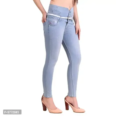 L Fashion Skinny Fit High Rise Denim Jeans for Women and Girls (34, Light Blue)-thumb5
