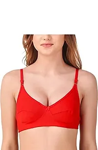 ZOXOWA A-2 Women Cotton Bra Non Padded  Non Wired Full Coverage Everyday Bra for Women  Girls Red/Black (Pack of 2)-thumb2