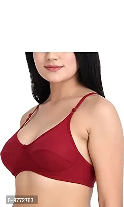 ZOXOWA A-2 Women Cotton Bra Non Padded  Non Wired Full Coverage Everyday Bra for Women  Girls Red/Black (Pack of 2)-thumb4