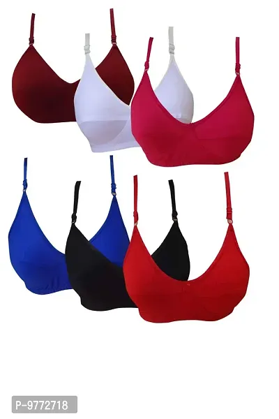 L Fashion Women Cotton Non Padded Non-Wired Push-up Bra (Pack of 6)