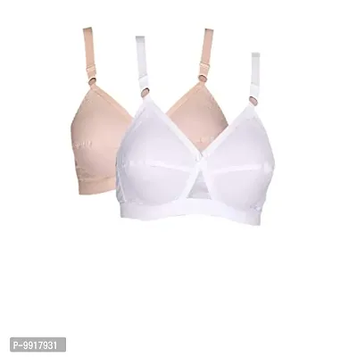 L Fashion Women's Cotton Non-Padded Non-Wired Full Coverage Bra Pack of -2 (C, 32C)