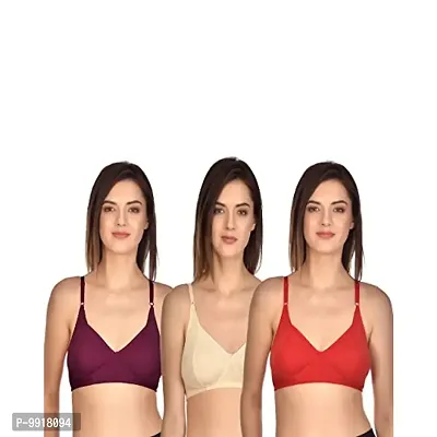 Buy L Fashion Sophia Bra for Women Combo Pack of 3/Bra for Girl Full  Coverage Non-Padded/Non-Wired Multicolor Everday Cotton Bra Daily use. (30)  Online In India At Discounted Prices
