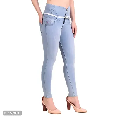 L Fashion Skinny Fit High Rise Denim Jeans for Women and Girls (34, Light Blue)-thumb4