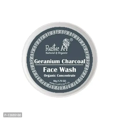 Rustic Art Organic Geranium Charcoal Face Wash Concentrate for Cleansing, Removes Dirt | Oily Skin Type | 50 gms (Pack of 2)