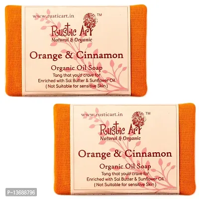 Rustic Art Organic Orange & Cinnamon Soap | Sal Butter & Turmeric | Pack of 2 * 100 Gm