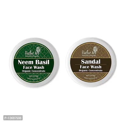 Rustic Art Organic Face Wash Concentrates for Deep Cleansing  De Tanning with Neem Basil  Sandal - 50 gms Each