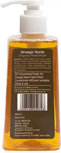 Rustic Art Orange Neem Organic Hand Wash | Natural, Vegan, All Purpose | Sulphate, Paraben Free | 245ml(Pack of 2)-thumb1