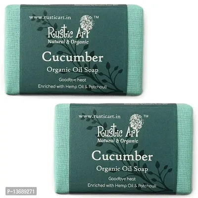 Rustic Art Organic Cucumber Soap | Patchouli & Kokum Butter | All Skin Types & Sensitive Skin | Pack of 2 * 100g