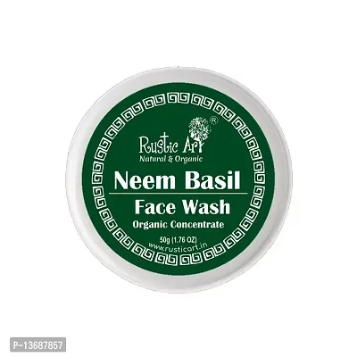 Rustic Art Organic Neem Basil Face Wash Concentrate for Deep Cleansing | Anti-Bacterial Anti-Fungal | 50gm (Pack of 2)