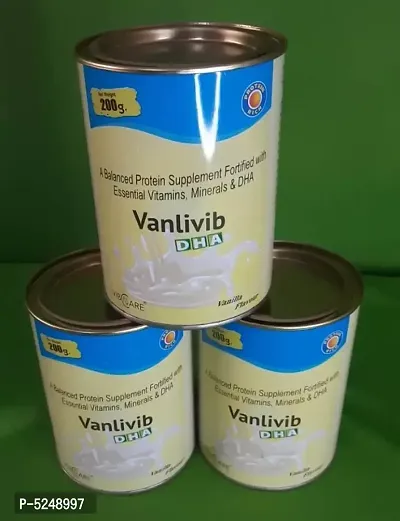 Vanlivib DHA ( Protein supplement fortified with essential vitamins, minerals & DHA (200grm each, 3 set combo)