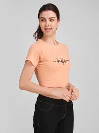 DAZZY BOUTIQUE Crop T-Shirt for Women Bio Wash Cotton Fabric T-Shirt Crop Top for Girls & Women (Medium, Peach)-thumb4