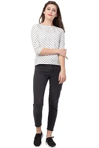 DAZZY BOUTIQUE Polka Dot Tops for Women, Crepe Western Regular Fit Trendy Top for Girls and Women (Medium, White_Dot)-thumb2