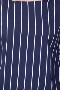 DAZZY BOUTIQUE Crepe Tops for Women, Striped Print Crepe Regular Fit Office Wear, Casual Wear T-Shirt for Girls and Women (Blue_Strip, X-Large)-thumb5