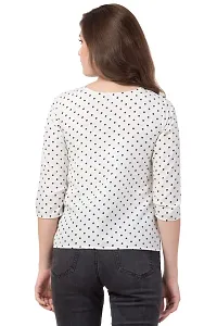 DAZZY BOUTIQUE Polka Dot Tops for Women, Crepe Western Regular Fit Trendy Top for Girls and Women (Medium, White_Dot)-thumb3