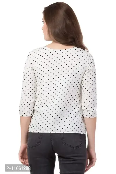 DAZZY BOUTIQUE Polka Dot Tops for Women, Crepe Western Regular Fit Trendy Top for Girls and Women (Medium, White_Dot)-thumb4