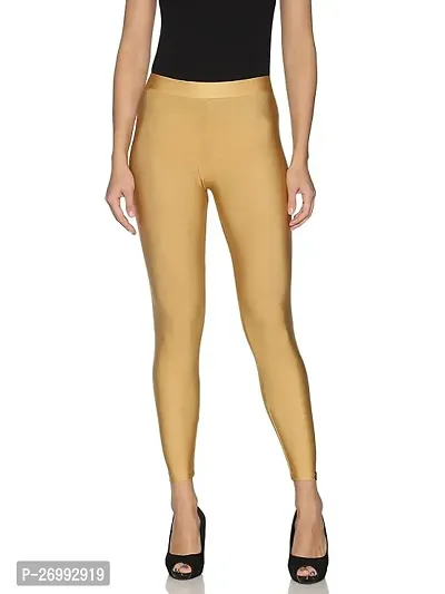 Fabulous Golden Cotton Solid Leggings For Women
