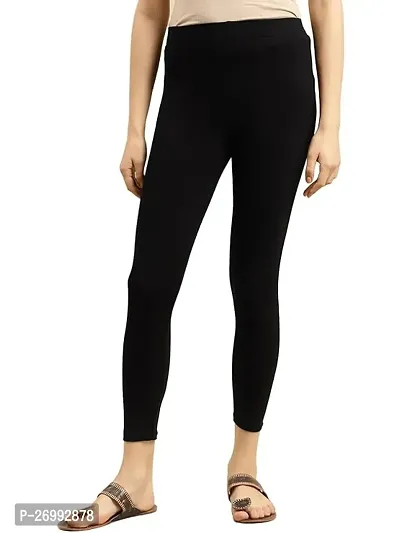 Fabulous Black Cotton Solid Leggings For Women-thumb0