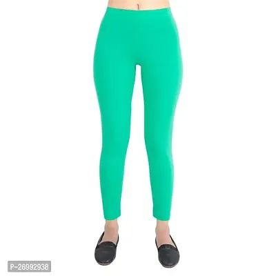 Fabulous Green Cotton Solid Leggings For Women