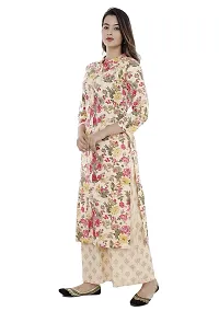 Rani Prints Floral Print Cotton Straight Kurti (XXX-Large) Beige-thumb3