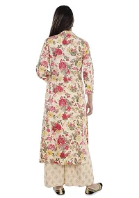 Rani Prints Floral Print Cotton Straight Kurti (XXX-Large) Beige-thumb1