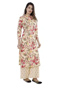 Rani Prints Floral Print Cotton Straight Kurti (XXX-Large) Beige-thumb2