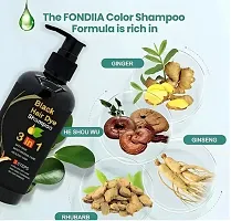 Herbal 3 in 1 Hair Dye Instant Black Hair Shampoo for Women  Men , Black-300ML-thumb1