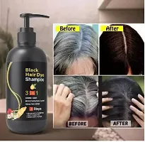 Herbal 3 in 1 Hair Dye Instant Black Hair Shampoo for Women  Men , Black-thumb1