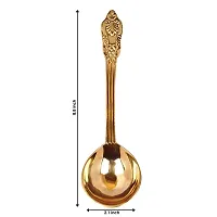 BulkySanta Brass Serving Spoons with Hand Crafted Etching Design (Size - 8.75 Weight - 100 Grams) | Royal dinnerware Serving Spoons Set (Set of 3 pcs.)-thumb2