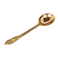 BulkySanta Brass Serving Spoons with Hand Crafted Etching Design (Size - 8.75 Weight - 100 Grams) | Royal dinnerware Serving Spoons Set (Set of 3 pcs.)-thumb4