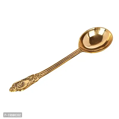 BulkySanta Brass Serving Spoons with Hand Crafted Etching Design (Size - 8.75 Weight - 100 Grams) | Royal dinnerware Serving Spoons Set (Set of 3 pcs.)-thumb5