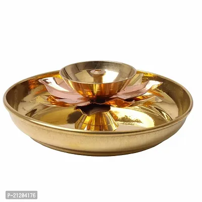 BulkySanta Brass Plate with Diya | Brass Lotus Diya Small | Brass Plate 4 inches | Brass pooja items