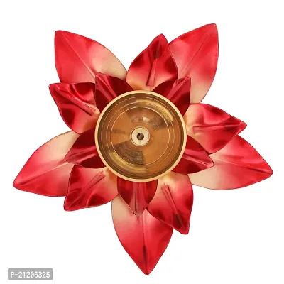 BulkySanta Brass Lotus Diya Big with Copper Petals | Pooja Dia Home Temple Decoration (Size 5 x 5 x 2)