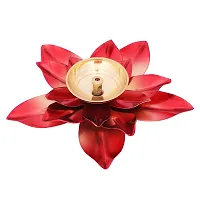 BulkySanta Brass Lotus Diya Big with Copper Petals | Pooja Dia Home Temple Decoration (Size 5 x 5 x 2)-thumb3