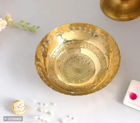 BulkySanta Brass Fruit Bowl with Hand Engraved Design (Size - 7 inches Approx.)-thumb0